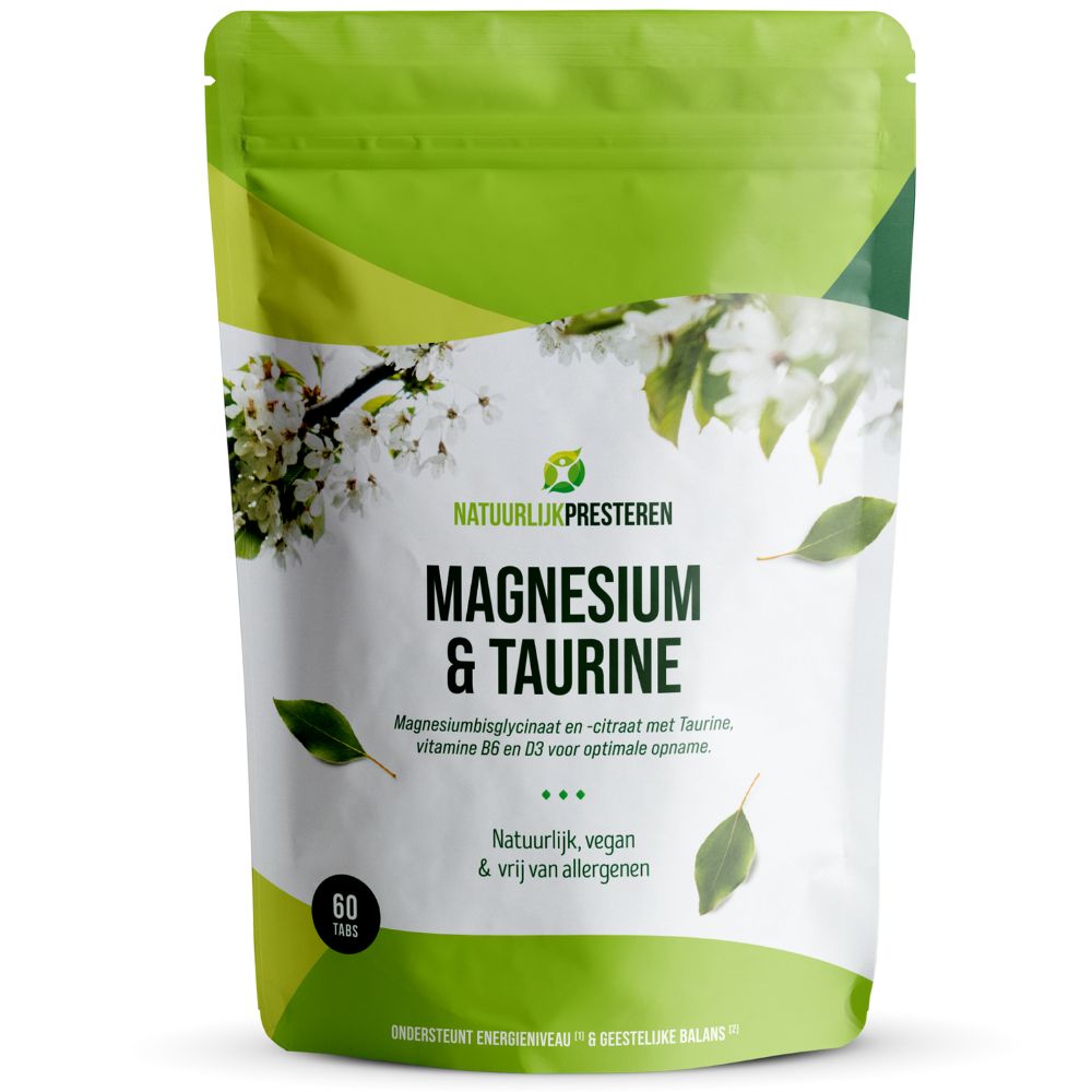 Magnesium&Taurine - magnesium bisglycinaat met vitamine D3, taurine en actief vitamine B6 (P-5-P)– 60 tabs