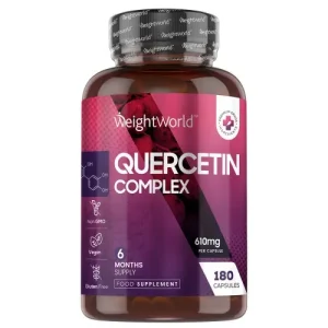Quercetine Complex met BromelaÃ¯ne 610 mg - 180 capsules - Met Acerola, Rozenbottel en Vitamine C - Helpt cellen te beschermen tegen oxidatieve stress
