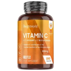 Vitamine C met rozenbottel en bioflavonoiden -180 tabletten - 1000 mg