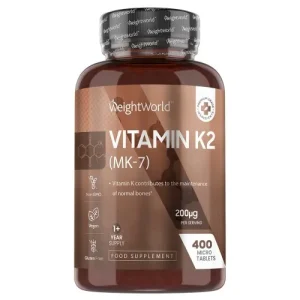 Vitaminen K2 - 400 tabletten - 200 mcg - 1+ jaar voorraad - Voor normale botten