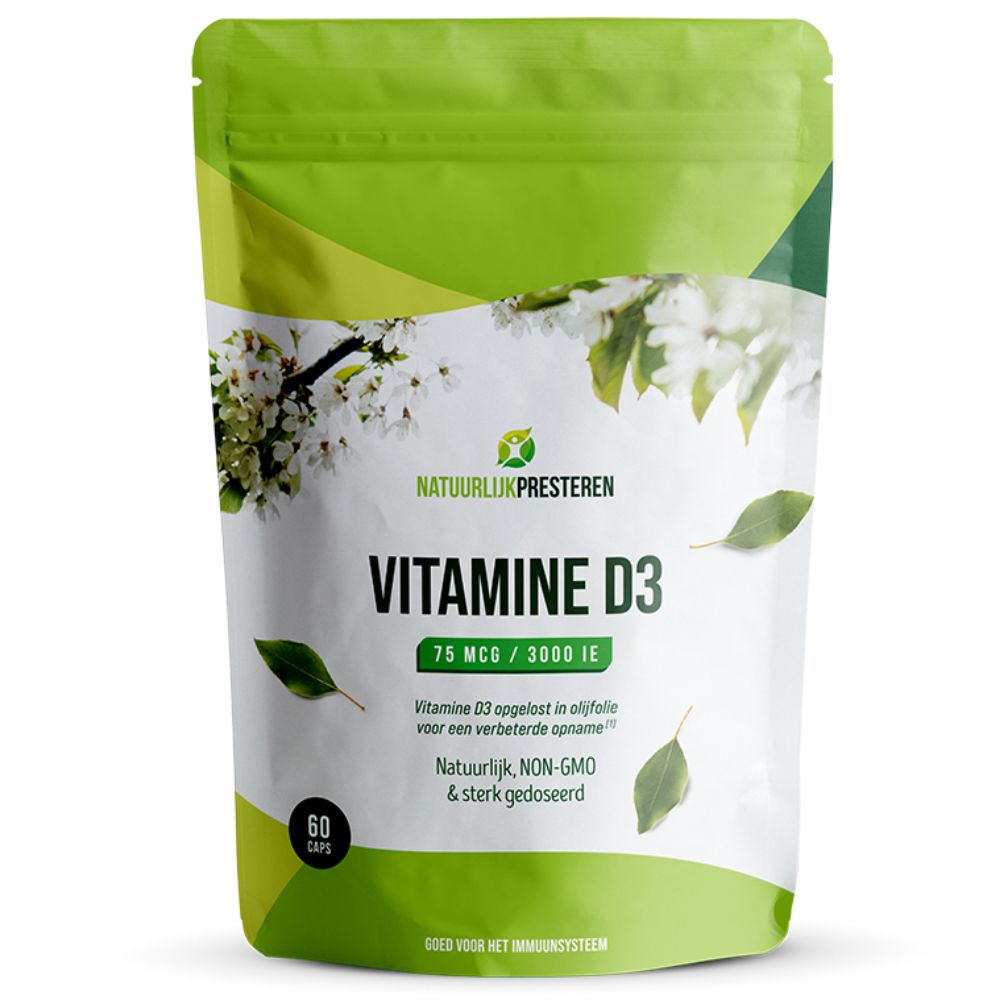 Vitamine D3 - 60 caps - 75 mcg Cholecalciferol in Olijfolie - extra sterk